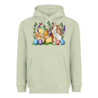 Matcha Easter bunny and chicks with floral Heavyweight Hoodie - RanaPortraitStore