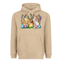 Mushroom Easter bunny and chicks with floral Heavyweight Hoodie - RanaPortraitStore