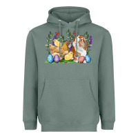 Sage Easter bunny and chicks with floral Heavyweight Hoodie - RanaPortraitStore