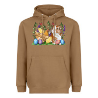 Toasted Coconut Easter bunny and chicks with floral Heavyweight Hoodie - RanaPortraitStore