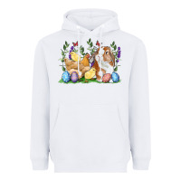 White Easter bunny and chicks with floral Heavyweight Hoodie - RanaPortraitStore