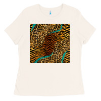 Bone safari animals turquoise glitter seamless pattern Ladies Tee - BundleAndBundleShop