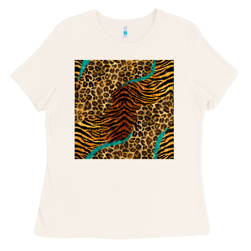 Safari Animals Turquoise Glitter Seamless Pattern Ladies Tee by BundleAndBundleShop | Teevron