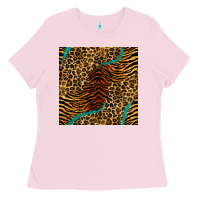 Bubblegum Pink safari animals turquoise glitter seamless pattern Ladies Tee - BundleAndBundleShop
