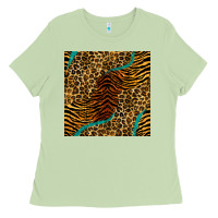 Matcha safari animals turquoise glitter seamless pattern Ladies Tee - BundleAndBundleShop