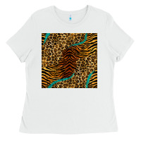 White safari animals turquoise glitter seamless pattern Ladies Tee - BundleAndBundleShop