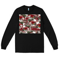 Black vintage christmas car pattern Long Sleeve Tee - CowhideDigitalArt