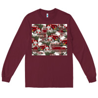 Burgundy vintage christmas car pattern Long Sleeve Tee - CowhideDigitalArt