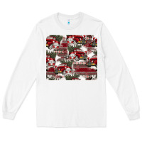 White vintage christmas car pattern Long Sleeve Tee - CowhideDigitalArt