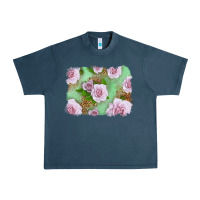 Midnight Navy Pink Roses Background Urban Heavy Tee - LillyAllenDesigns