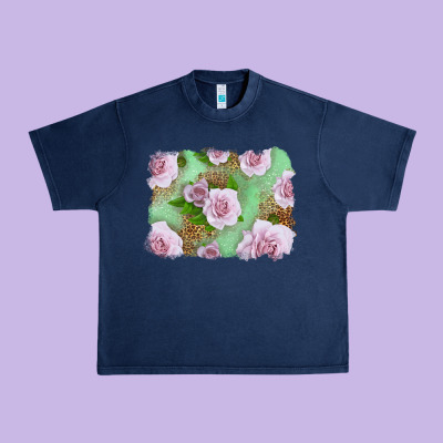 Pink Roses Background Urban Heavy Tee Designed By Lillyallendesigns