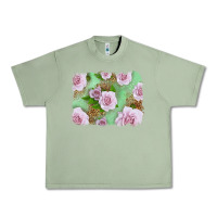 Oil Green Pink Roses Background Urban Heavy Tee - LillyAllenDesigns