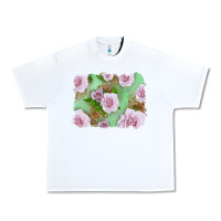 White Pink Roses Background Urban Heavy Tee - LillyAllenDesigns