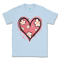 Dusty Blue floral pink glitter heart Classic Tee - Jasminsmagicworld