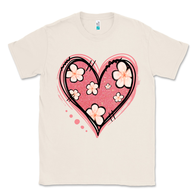 Floral Pink Glitter Heart Classic Tee by Jasminsmagicworld | Teevron