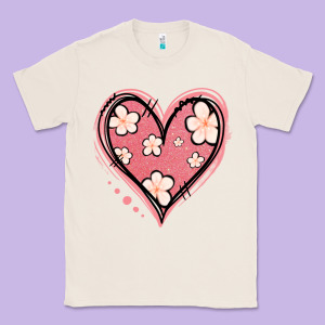 Floral Pink Glitter Heart Classic Tee Designed By Jasminsmagicworld