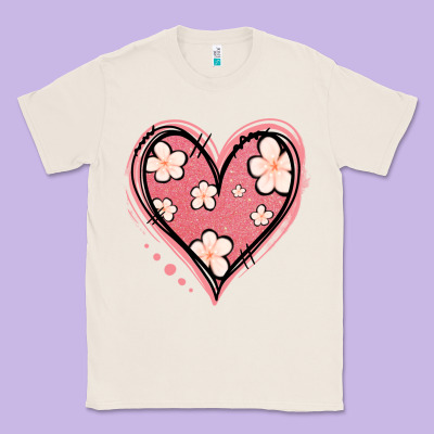 Floral Pink Glitter Heart Classic Tee Designed By Jasminsmagicworld