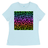 Baby Blue leopard glitter seamless pattern Ladies Tee - BundleAndBundleShop