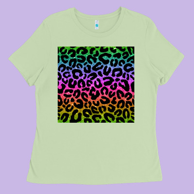 Leopard Glitter Seamless Pattern Ladies Tee Designed By Bundleandbundleshop
