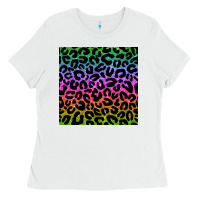 White leopard glitter seamless pattern Ladies Tee - BundleAndBundleShop