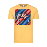 Vintage Mustard stripes & stars seamless pattern Vintage Tee - BundleAndBundleShop
