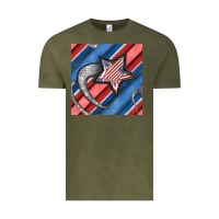 Vintage Olive stripes & stars seamless pattern Vintage Tee - BundleAndBundleShop