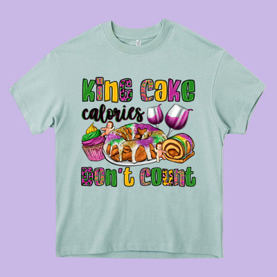 King Cake Calories Don't Count Mardi Gras Heavy Core Tee Designed By Oliviacreatesart