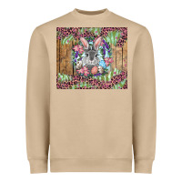 Mushroom Easter bunny with floral wreath and leopard Heavyweight Sweatshirt - RanaPortraitStore