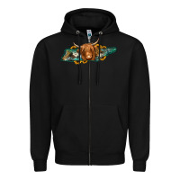 Black tennessee map long haired cow Zipper Hoodie - Jasminsmagicworld
