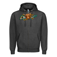 Charcoal Heather tennessee map long haired cow Zipper Hoodie - Jasminsmagicworld