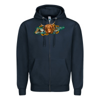 Navy tennessee map long haired cow Zipper Hoodie - Jasminsmagicworld