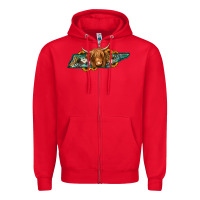 Red tennessee map long haired cow Zipper Hoodie - Jasminsmagicworld