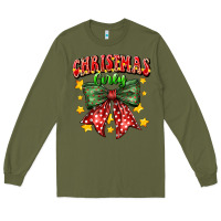 Army Green festive holiday bow design Long Sleeve Tee - CowhideDigitalArt