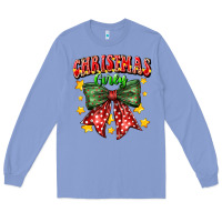 Colony Blue festive holiday bow design Long Sleeve Tee - CowhideDigitalArt
