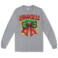 Heather Grey festive holiday bow design Long Sleeve Tee - CowhideDigitalArt