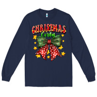 Navy festive holiday bow design Long Sleeve Tee - CowhideDigitalArt