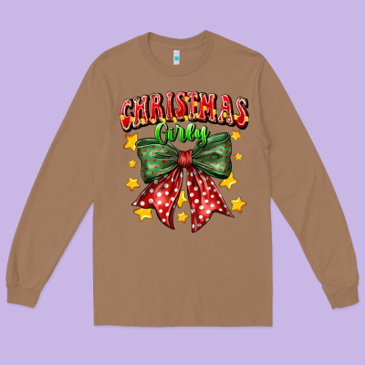 Festive Holiday Bow Design Long Sleeve Tee Designed By Cowhidedigitalart