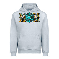 Heather Grey Sunflower Cowhide Turquoise Gemstone Mom Urban Hoodie - Jasminsmagicworld