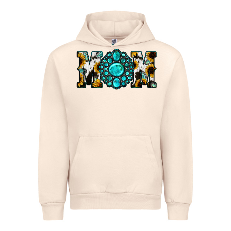 Sunflower Cowhide Turquoise Gemstone Mom Urban Hoodie by Jasminsmagicworld | Teevron
