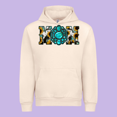 Sunflower Cowhide Turquoise Gemstone Mom Urban Hoodie Designed By Jasminsmagicworld
