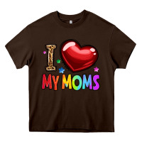 Chocolate Brown i love my moms Heavy Core Tee - OliviaCreatesArt