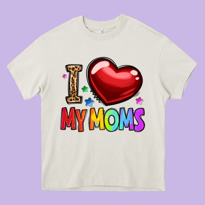 I Love My Moms Heavy Core Tee Designed By Oliviacreatesart