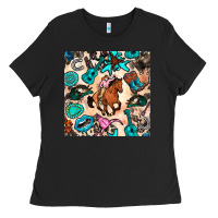 Black western cowgirl seamless pattern Ladies Tee - BundleAndBundleShop
