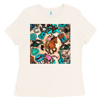 Bone western cowgirl seamless pattern Ladies Tee - BundleAndBundleShop