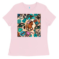 Western Cowgirl Seamless Pattern Ladies Tee | Teevron
