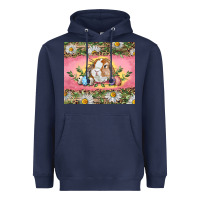 Navy Easter bunny and eggs Heavyweight Hoodie - RanaPortraitStore