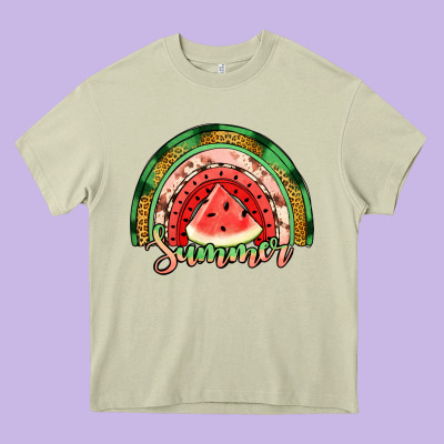 Watermelon Summer Rainbow Heavy Core Tee Designed By Jasminsmagicworld