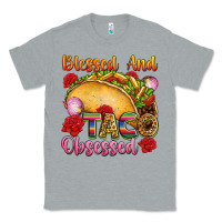 Heather Grey Blessed and taco obsessed Mexico Classic Tee - FaDigitalArtStudio