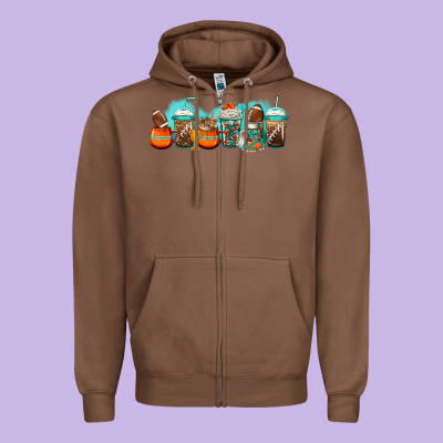 American Football Coffee Cups Zipper Hoodie Designed By Jasminsmagicworld