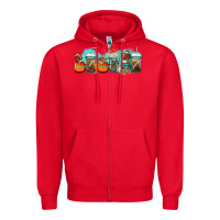 Red american football coffee cups Zipper Hoodie - Jasminsmagicworld